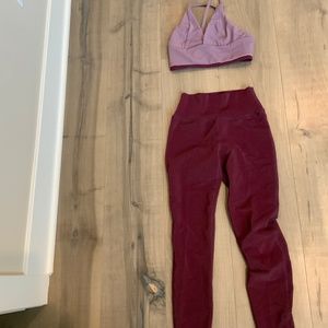 Five Dancewear - Leggings & Tank - YXL- Cranberry and Lavender